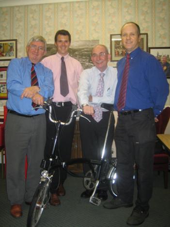 Photograph shows (l-r) Dr Hywel Francis MP, Lee Waters, Welsh Director of Sustrans, Dr Brian Gibbons AM an Ryland Jones of Sustrans at therir recent meeting